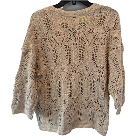 Pure Jill Elements Rose Blush Open Textured V Neck Sweater Small NEW Classic - Picture 4 of 8